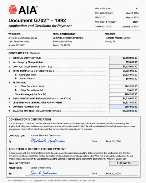 AIA Payment Application Preview
